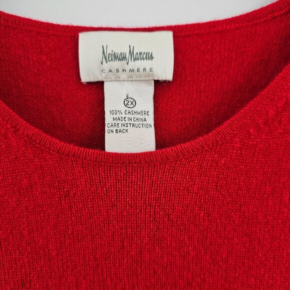 Neiman Marcus Cashmere Red Sweater Vest Womens 2X Preppy Soft Holiday Christmas - Picture 3 of 9